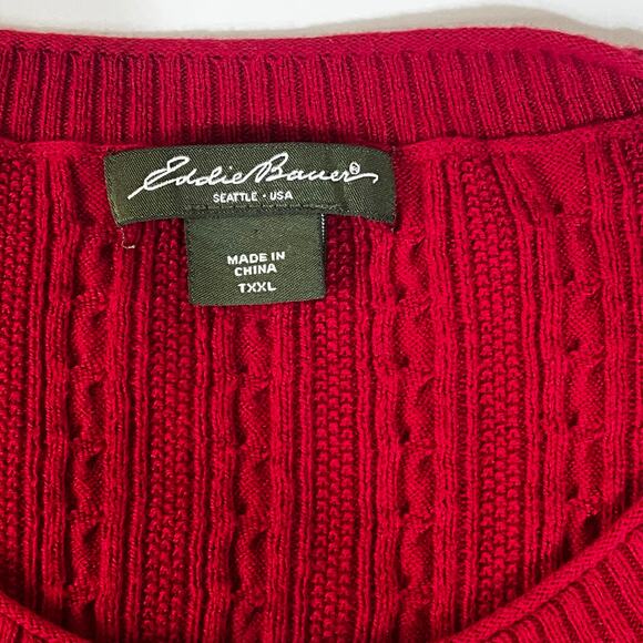 Eddie Bauer Red Cable Knit Cardigan Button Down - Women’s Size 2XL - Picture 2 of 6